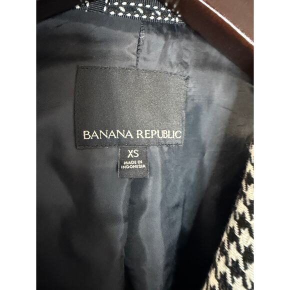 Banana Republic Double Breasted Houndstooth Coat Jacket Classic Black Cream XS - Picture 7 of 12